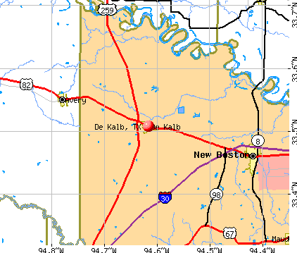 De Kalb, TX map