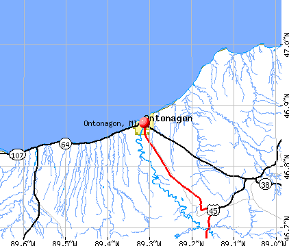 Ontonagon, MI map