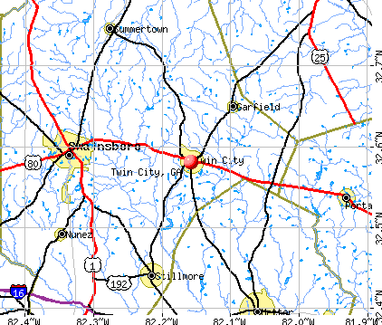 Twin City, GA map