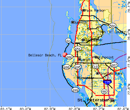 Belleair Beach, FL map