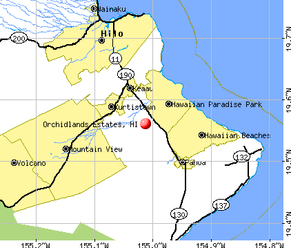 Orchidlands Estates, HI map