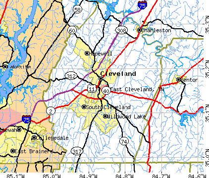 East Cleveland, TN map
