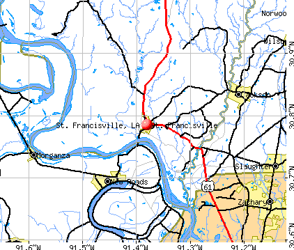 St. Francisville, LA map