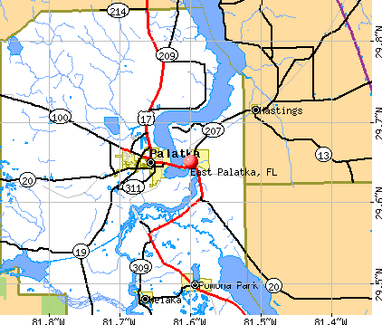 East Palatka, FL map