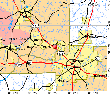 Midland City, AL map