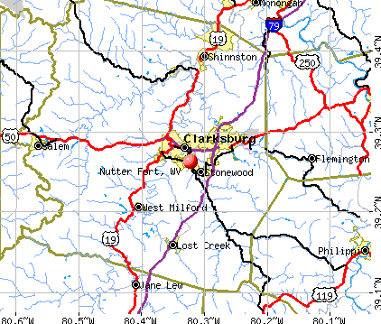 Nutter Fort, WV map
