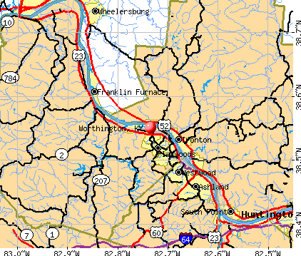 Worthington, KY map