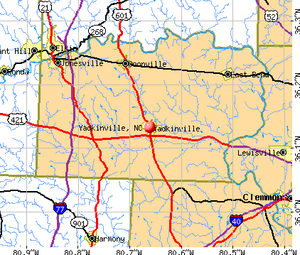 Yadkinville, NC map