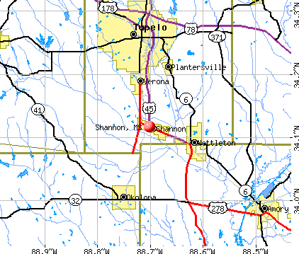 Shannon, MS map