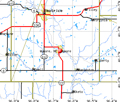 Wymore, NE map