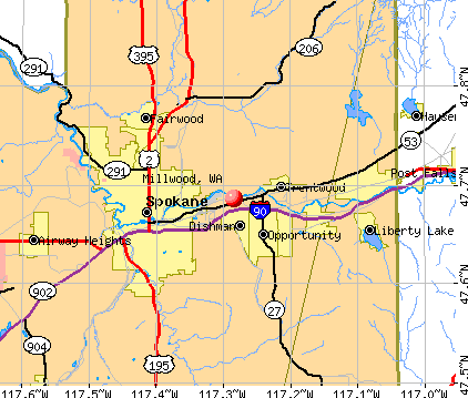 Millwood, WA map