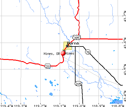 Hines, OR map