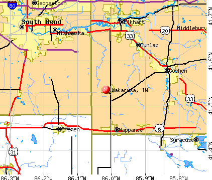 Wakarusa, IN map