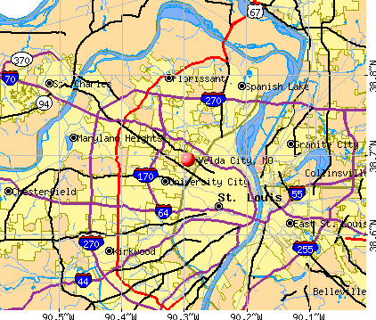 Velda City, MO map
