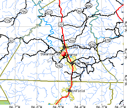Stearns, KY map