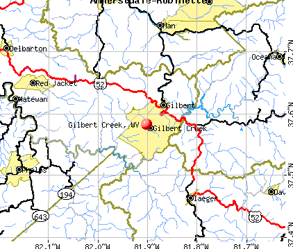 Gilbert Creek, WV map