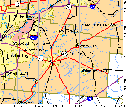 Wilberforce, OH map