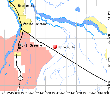 Deltana, AK map