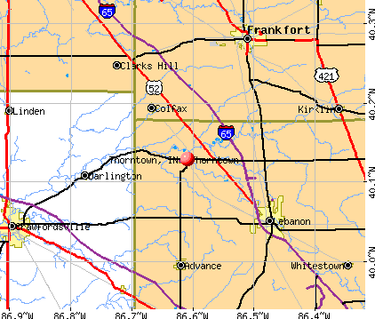 Thorntown, IN map