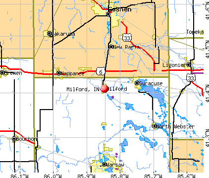 Milford, IN map