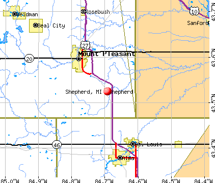 Shepherd, MI map