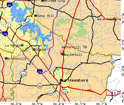 Walterhill, TN map