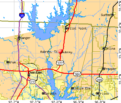 Aubrey, TX map