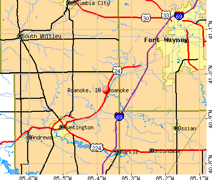 Roanoke, IN map