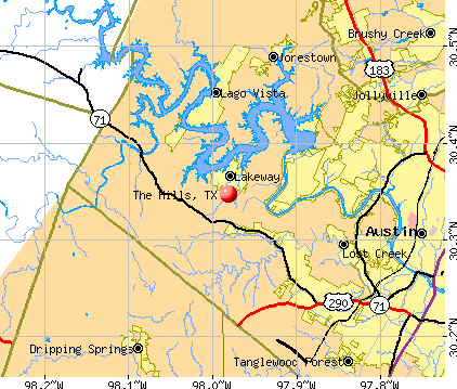 The Hills, TX map