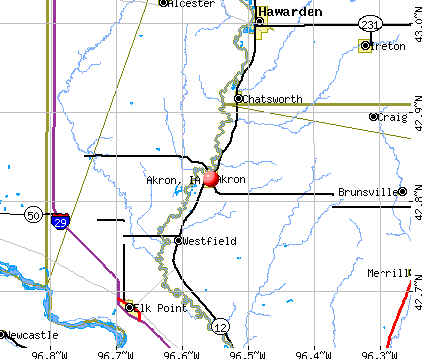 Akron, IA map