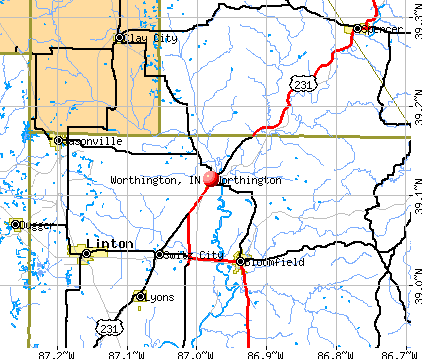 Worthington, IN map