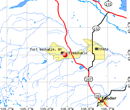 Fort Washakie, WY map
