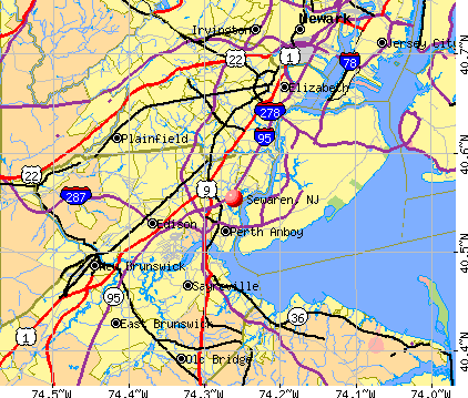 Sewaren, NJ map
