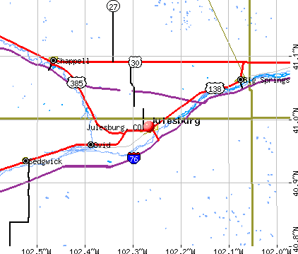 Julesburg, CO map