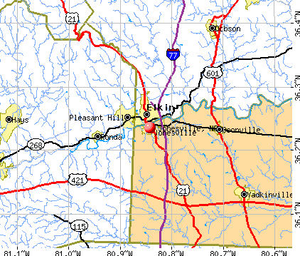 Jonesville, NC map