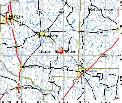 Gleason, TN map