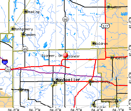 Pioneer, OH map