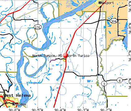 North Tunica, MS map