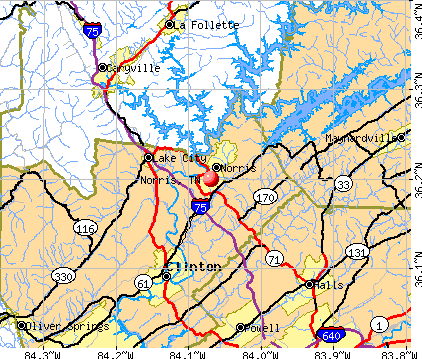 Norris, TN map