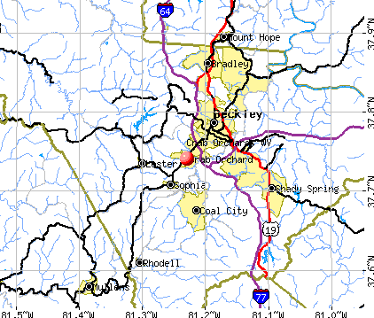 Crab Orchard, WV map
