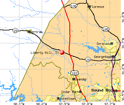 Liberty Hill, TX map