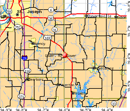 Gower, MO map