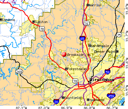 Brookside, AL map
