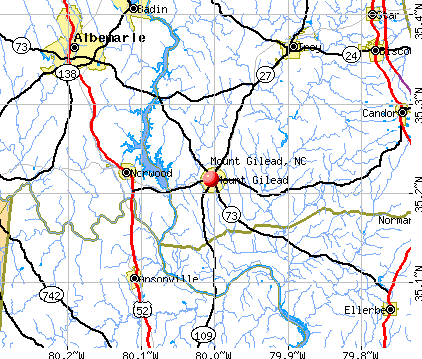 Mount Gilead, NC map