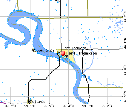 Fort Thompson, SD map
