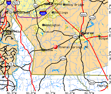 Mineral Springs, NC map