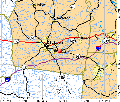 Burns, TN map