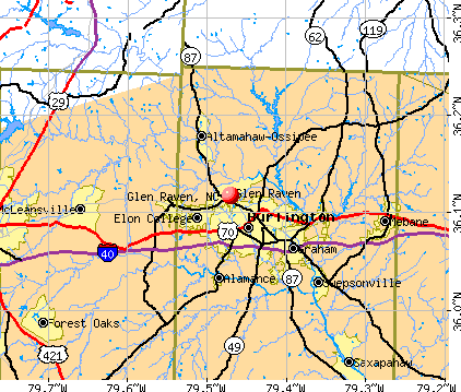 Glen Raven, NC map