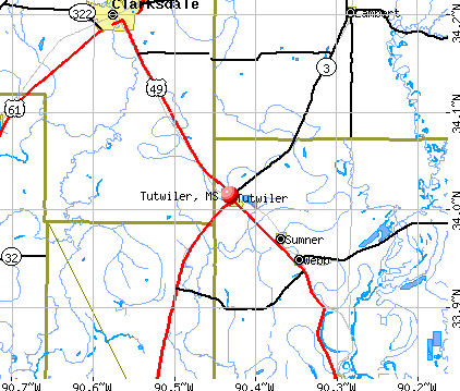Tutwiler, MS map