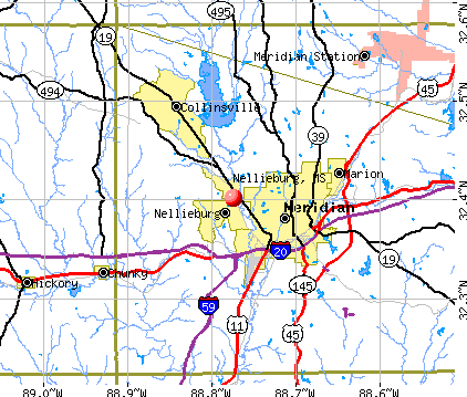Nellieburg, MS map